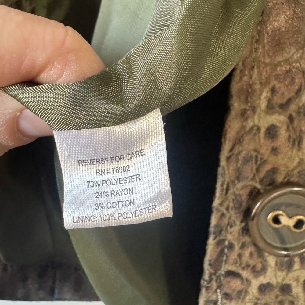 Vintage 90’s Y2K  Birch Hill Brown Animal Print burnout Women's Jacket medium - Picture 9 of 12